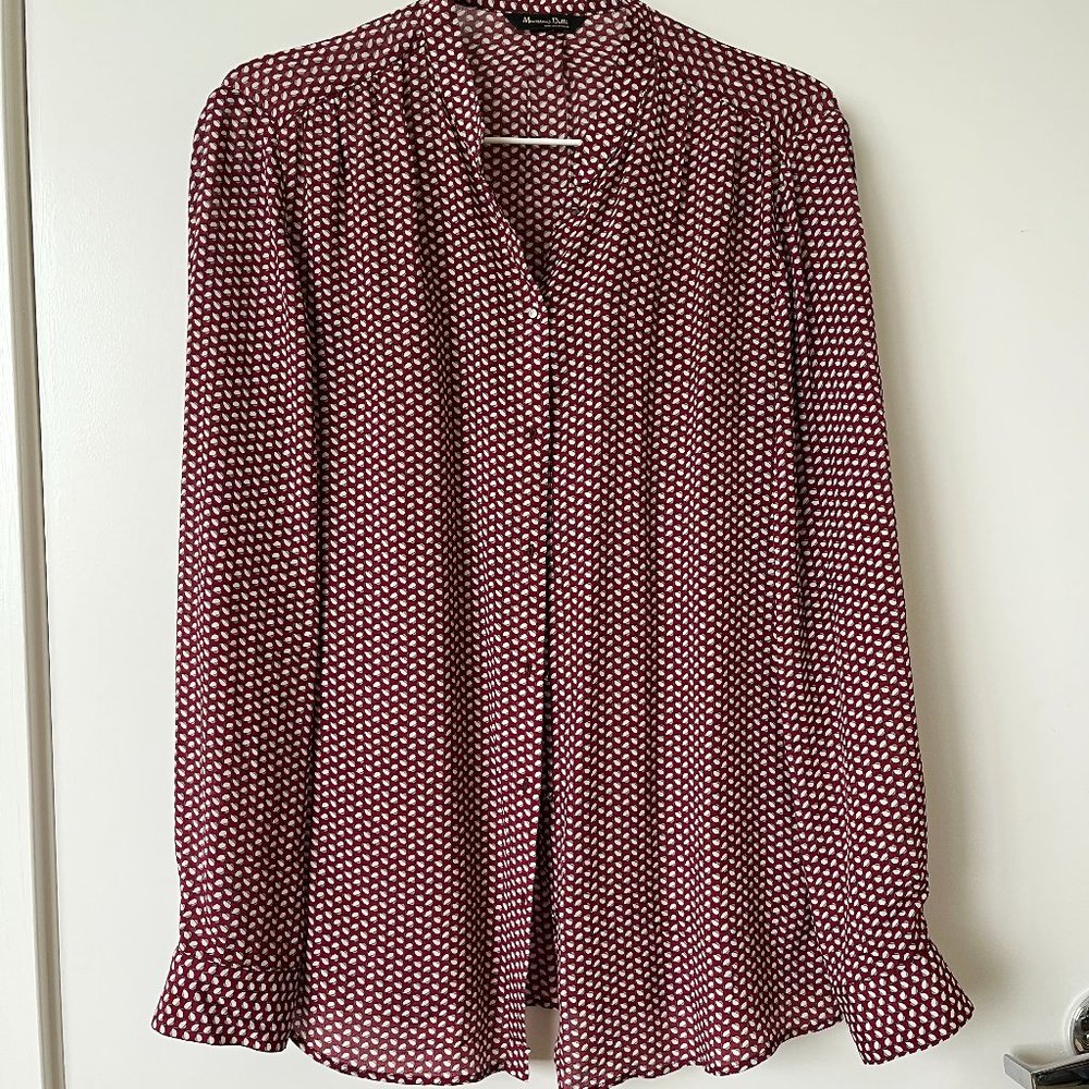 Massimo Dutti Magenta Seeded Blouse Small